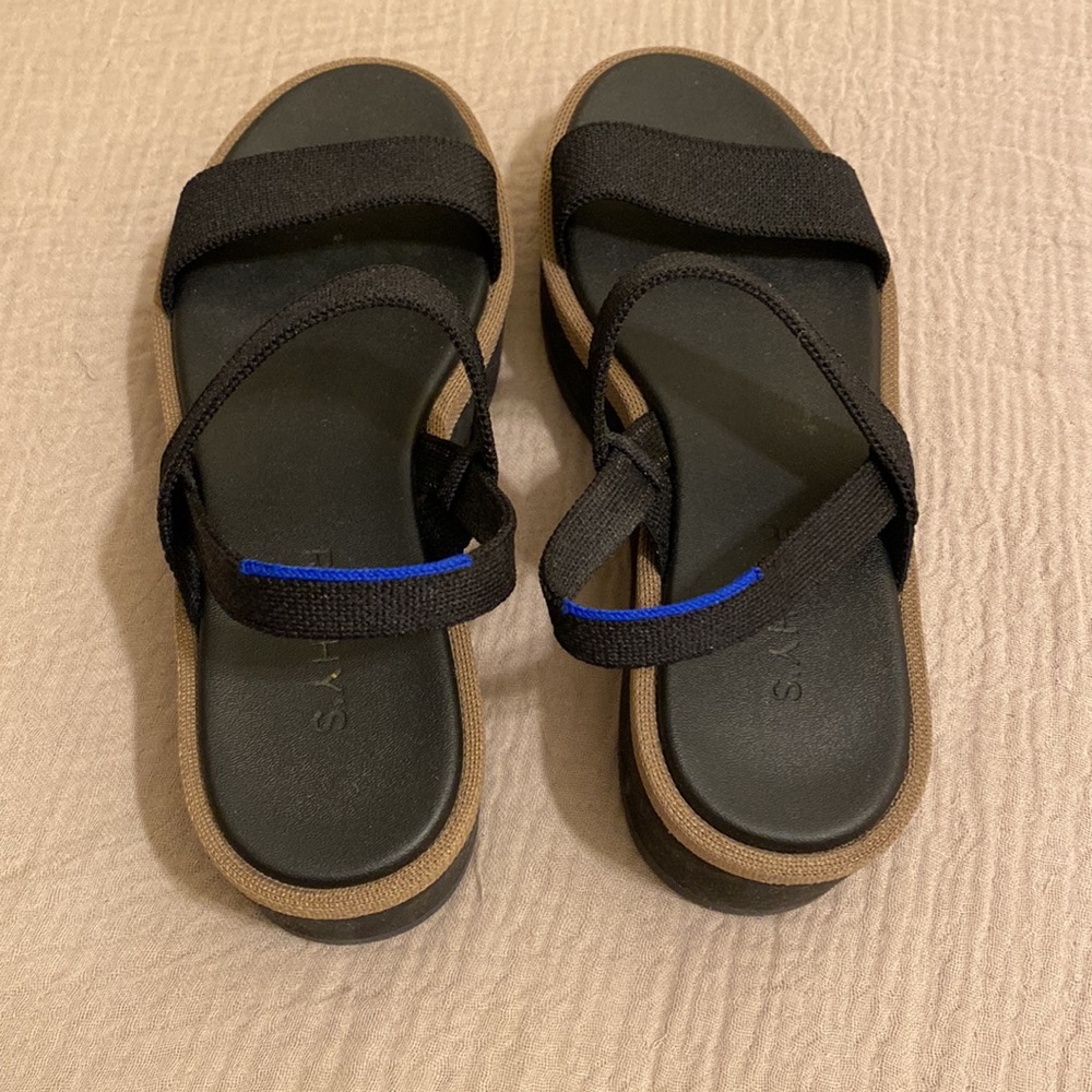 ROTHY’S Comfort Stretch Black & Tan Women's Slingback Sandals. Size 7 - Picture 3 of 7